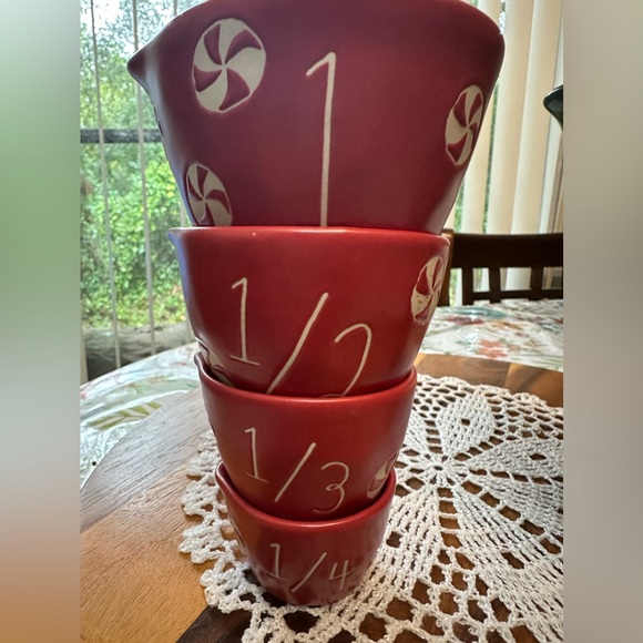 Rae Dunn Other - ceramic Christmas peppermint’s candy measuring cups